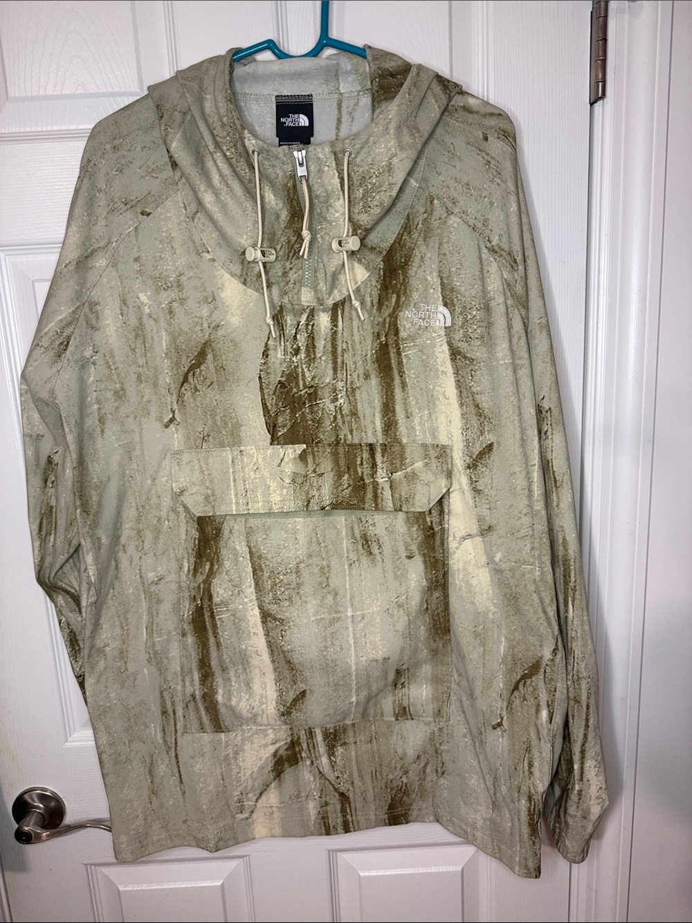 The North Face Men's Olive Green Zip-Up Hooded Rain Jacket